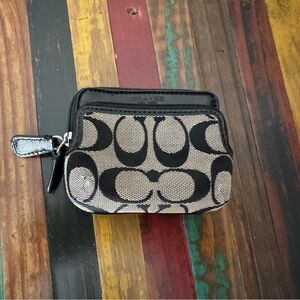 Coach Black and Grey Signature Coin Pouch